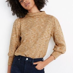 Madewell‎ Gathered-Sleeve Mockneck Top, Golden/Tan, size XS